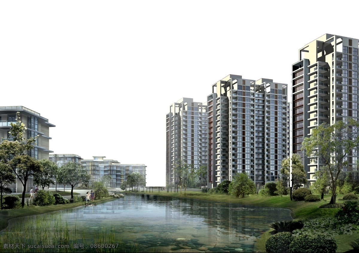 房产效果图 房产 效果图 地产 房地产 楼盘 楼房 高楼 风景 小河 ps 高精度 分层 300dip 源文件