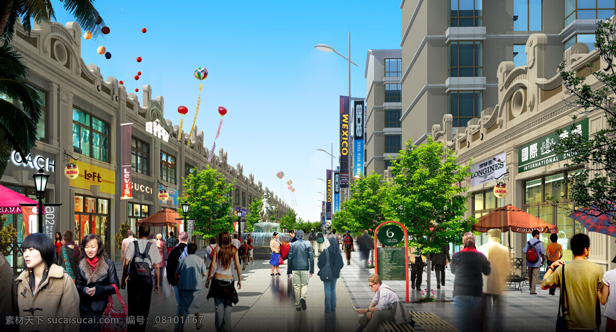 商业街效果图 3d 商业街 效果图 景观设计 环境设计