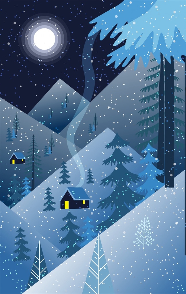 卡通图片 卡通树 卡通风景 卡通夜色 矢量 山水风景 卡通设计