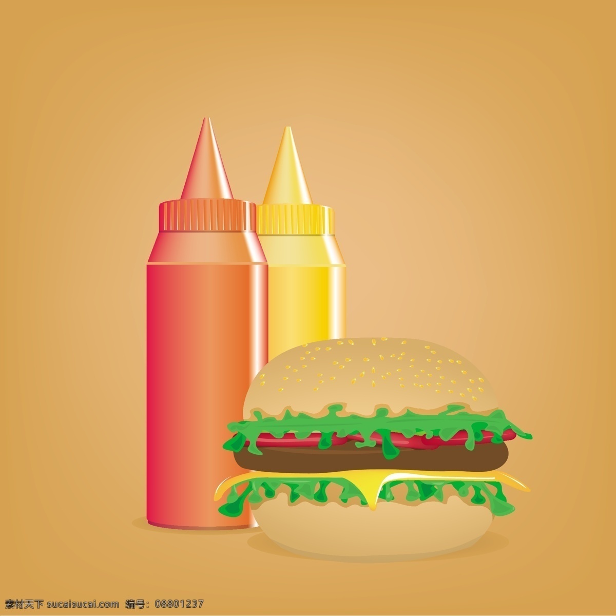 卡通 汉堡包 插画 矢量 模板下载 美食插画 快餐美食 卡通食物 餐饮美食 生活百科 矢量素材 橙色