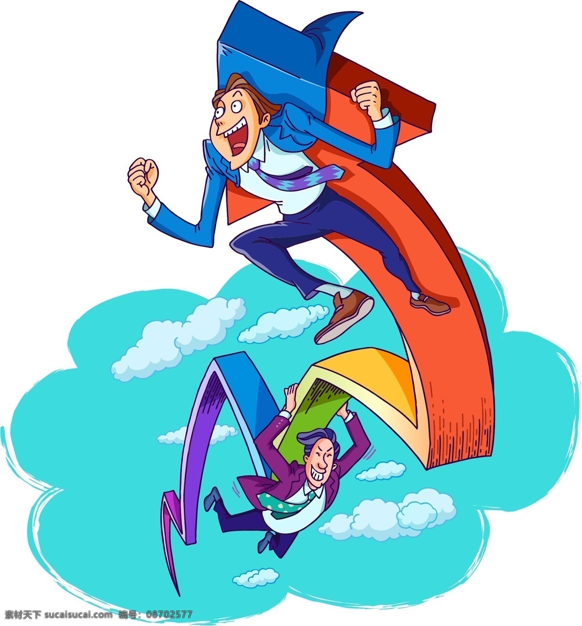 商务 漫画 箭头 人物 矢量图 商务金融