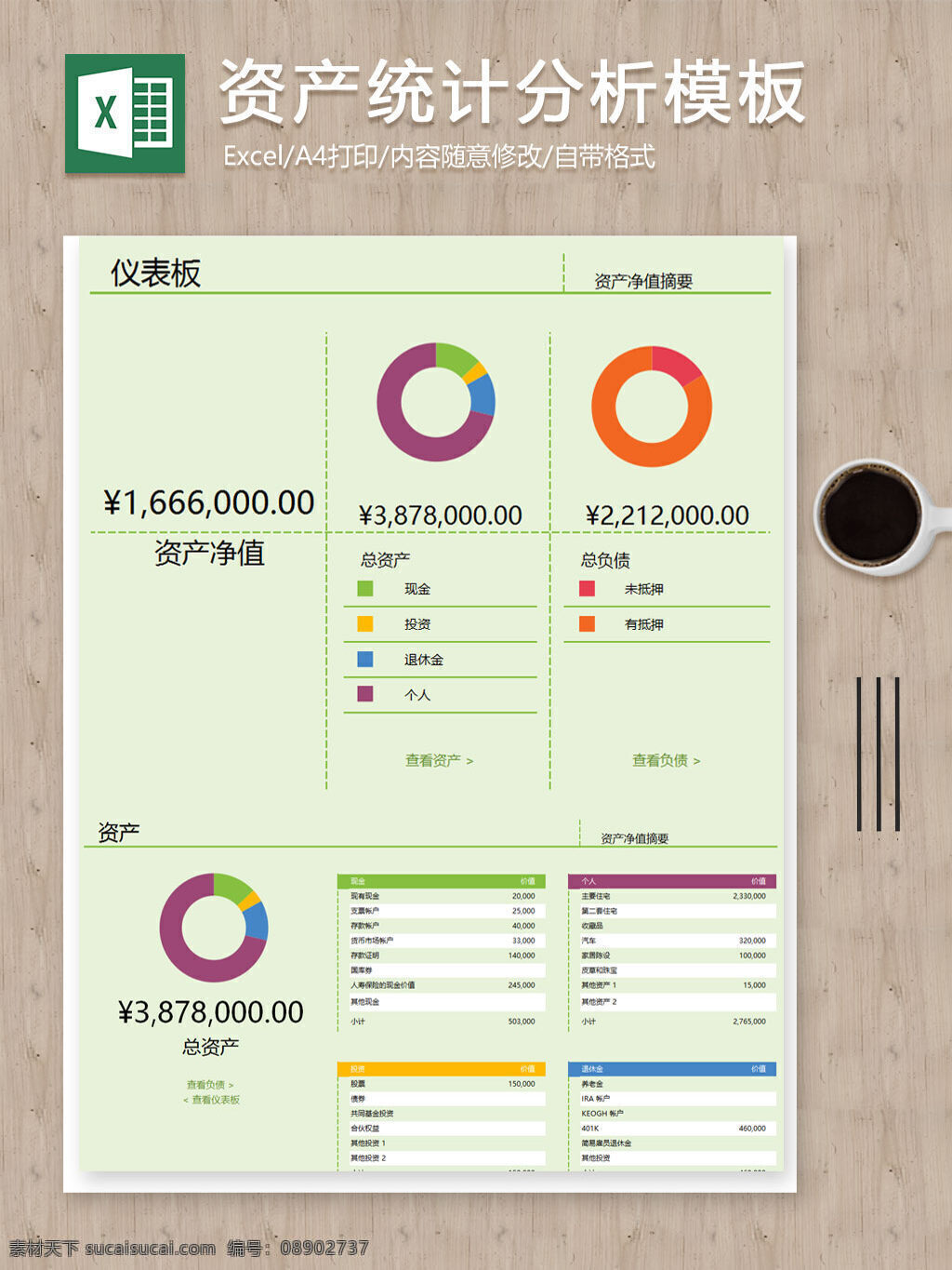 资产 统计分析 表格 圆环 图 表格模板 表格设计 分析 模板 数据 统计 图表