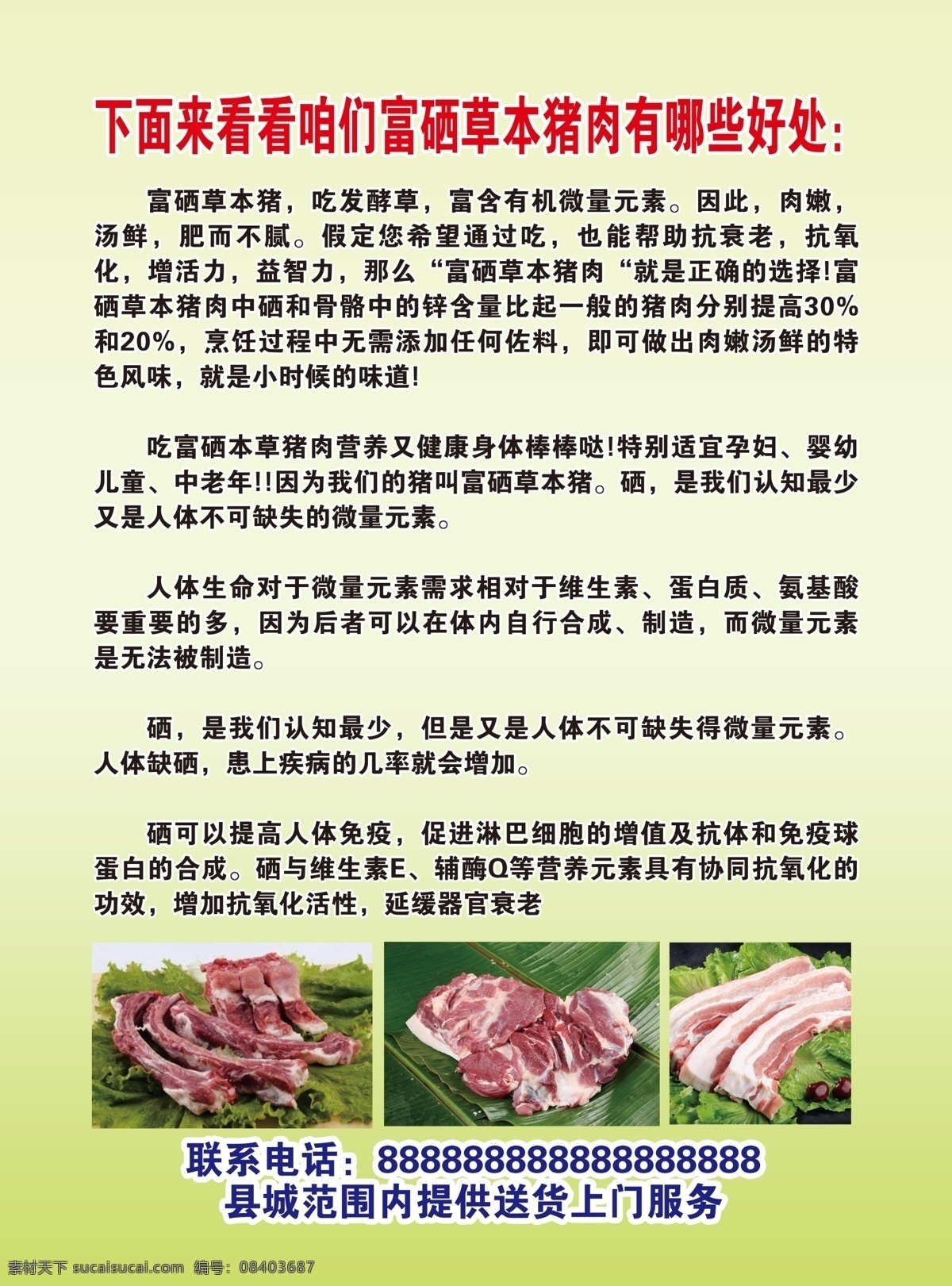 猪肉海报 猪肉 富硒 草本 延缓 器官 衰老 vi设计