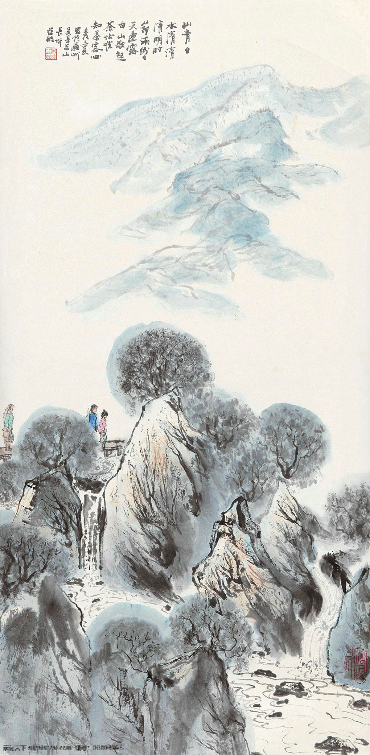 采茶 国画 绘画书法 江南 山水 水墨画 文化艺术 设计素材 模板下载 江南采茶 亚明 茶岭 写意 新金陵画派 中国画