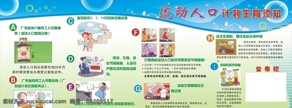 流动人口 管理规范 计生 卡通 展板模板 矢量