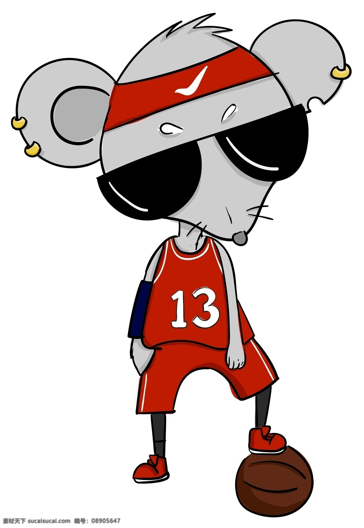卡通 手绘 篮球 生肖 鼠 运动员 十二生肖 篮球服 运动 吉祥物 运动会 形象 篮球运动员