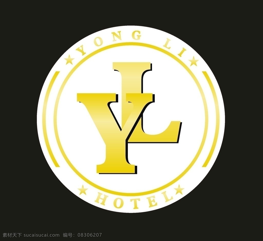 标志 logo yl字体 logo设计 酒店 金色 圆标志 宾馆 住宿