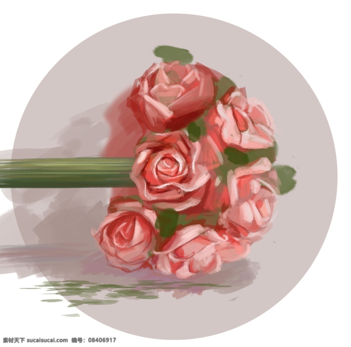 结婚 用品 婚礼 玫瑰 捧 花 绘制 红色 绿色 喜庆 结婚用品 婚庆 喜 爱