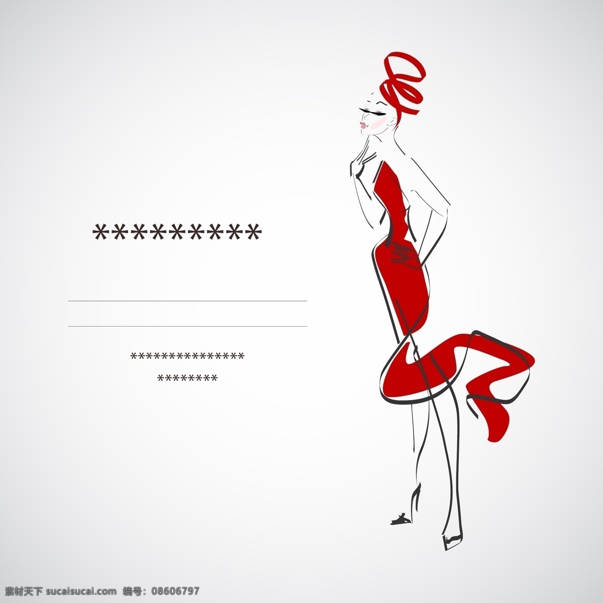 穿 红色 礼服 女郎 红色礼服 卡片 名片 宣传卡 海报 名片卡片 白色