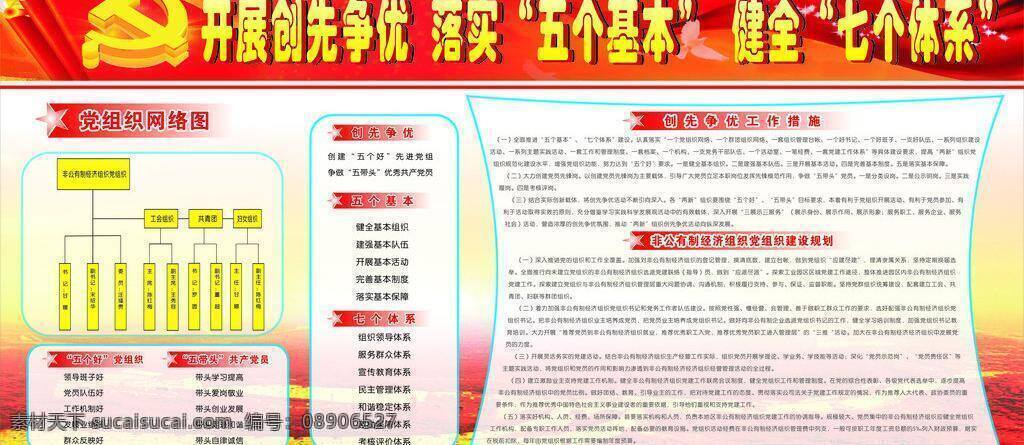 创先争优 党建模板 喷绘 其他设计 写真 创称争优 五个体系 七个体系 创先争优模板 五个好 五带头 矢量 展板 部队党建展板