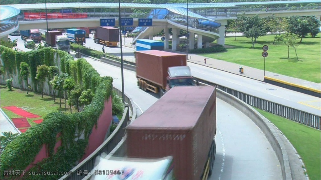 港口 码头 货车 运输 公路 收费站 跨海 大桥 航拍 跨海大桥