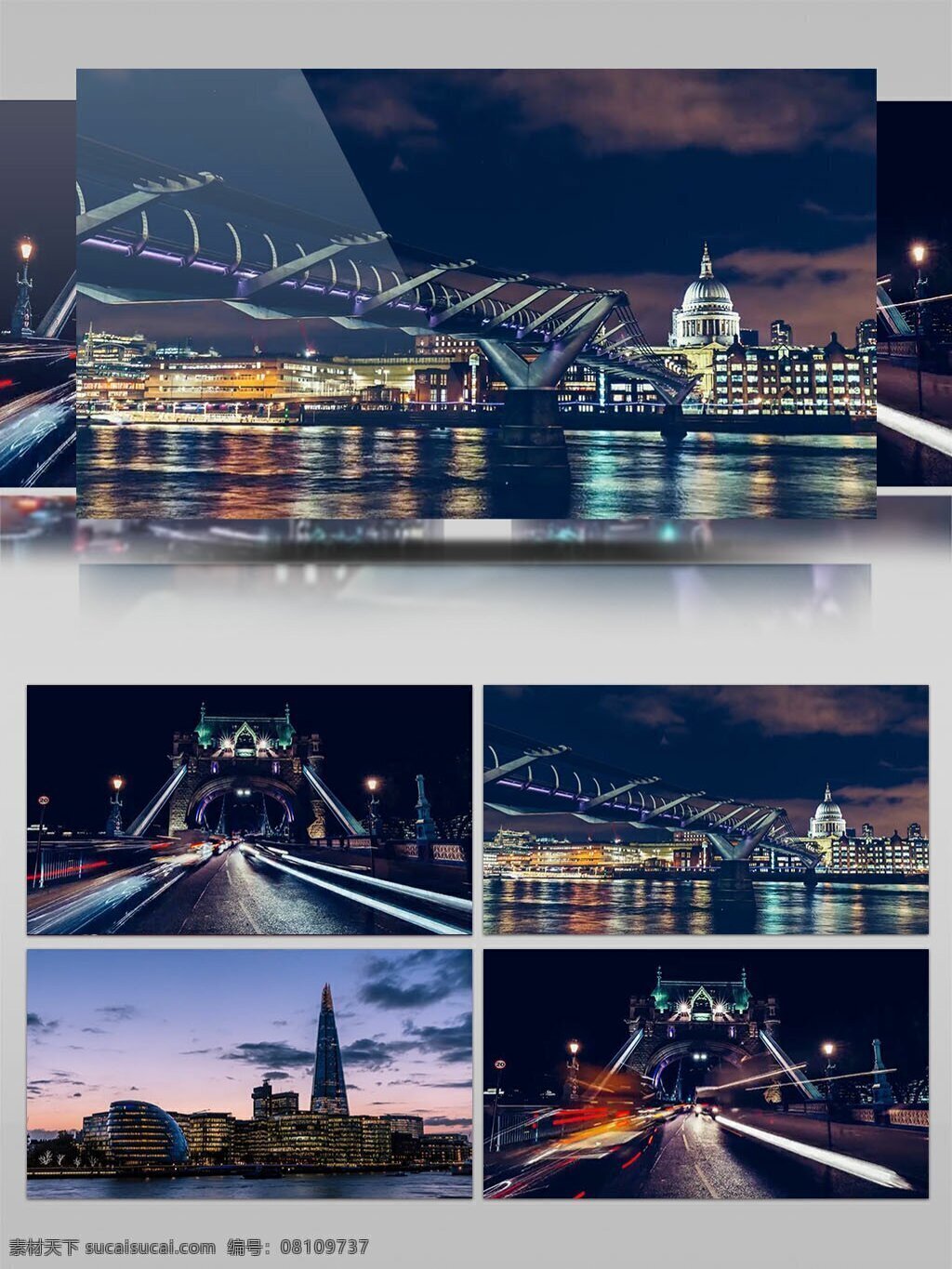 夜景 城市 灯光 大桥 风景 建筑物 视频 视频素材