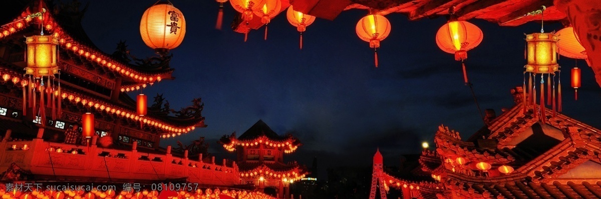 红色 大气 喜庆 中国 风 春节 banner 背景 灯笼 福袋 红色背景 建筑 扇子 新年 新年背景