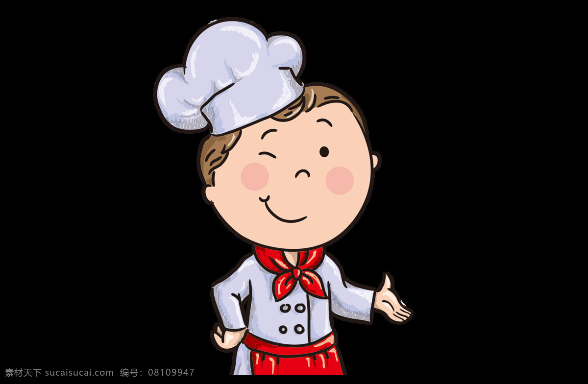 手绘 白衣 厨师 元素 线条 简约 人物 png元素 免抠元素 透明元素