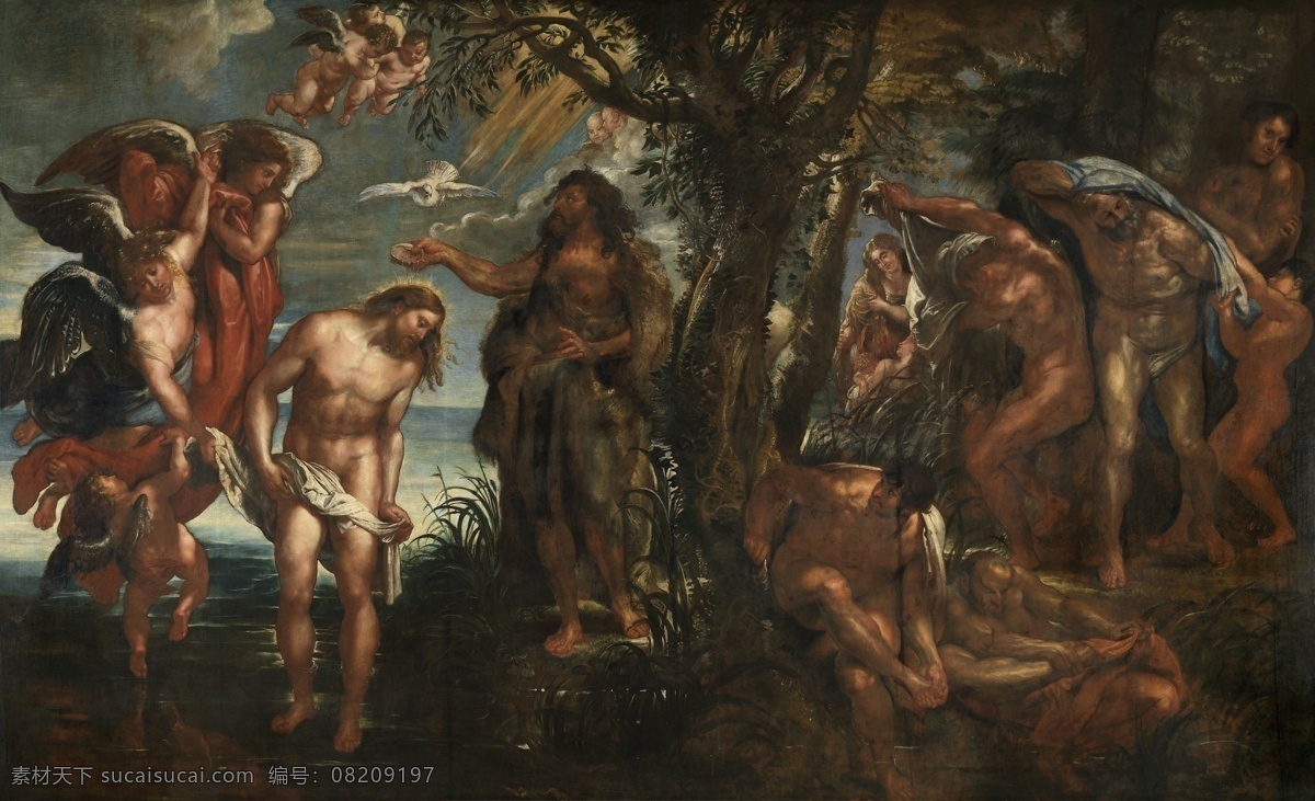 病人 祈祷 一群 男女 油画 西方人物 小天使 绘画 文化艺术 世界名画 书画文字