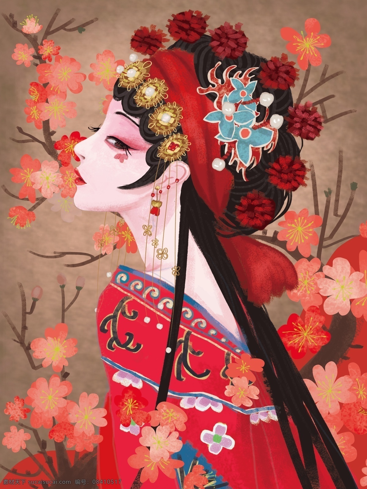 京剧 花旦 古风 插画 传统 传统服饰 中国风 国潮 京剧花旦 传统服饰插画 唯美 小清新 手绘 写意 治愈系