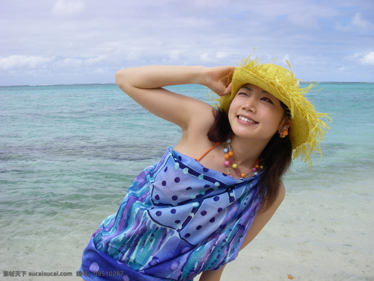 海滩 美女图片 草帽 海 海滩美女 美女 女性女人 人物图库 摄影图库 滩