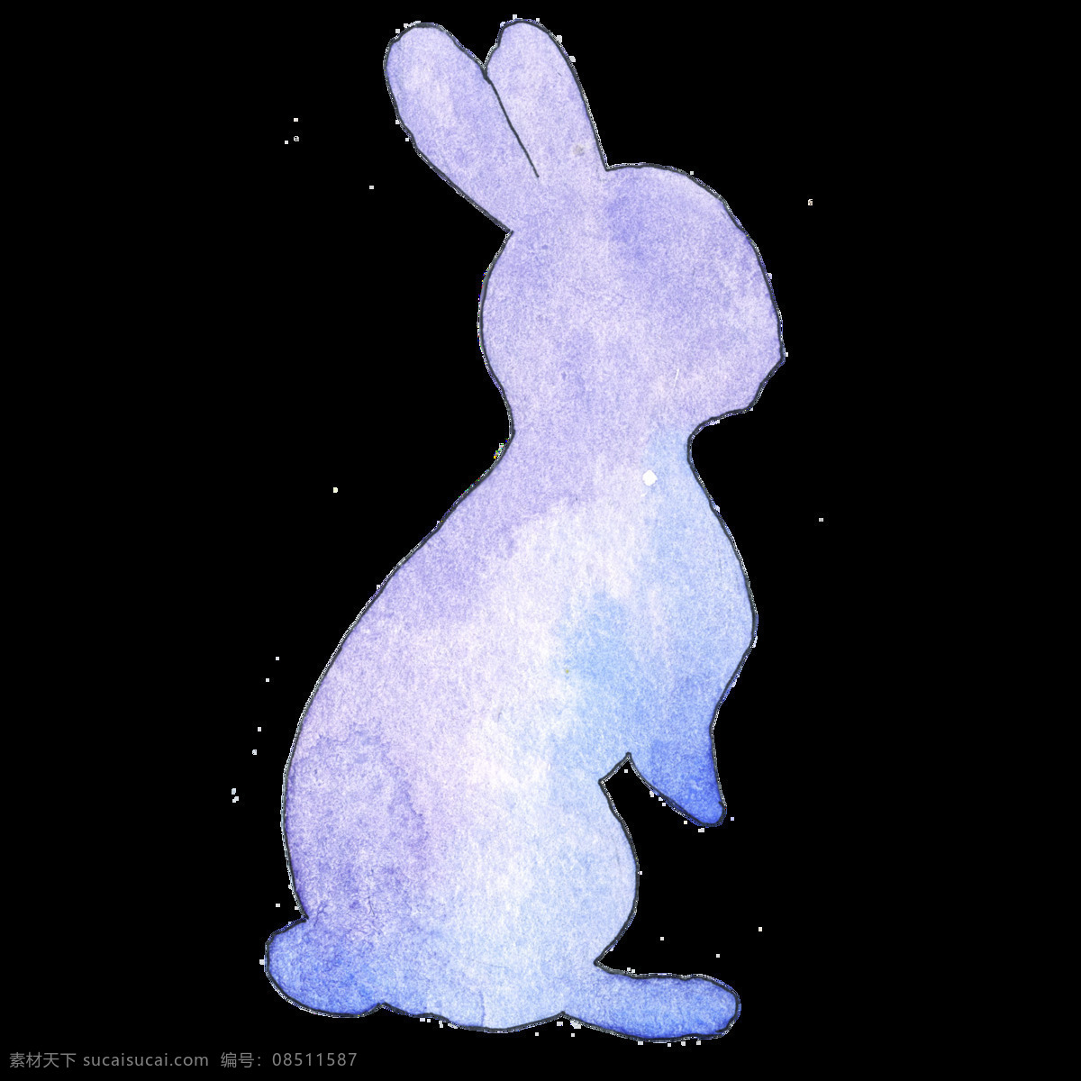 紫色 手绘 兔子 万圣节 透明 装饰 透明素材 免扣素材 装饰图案