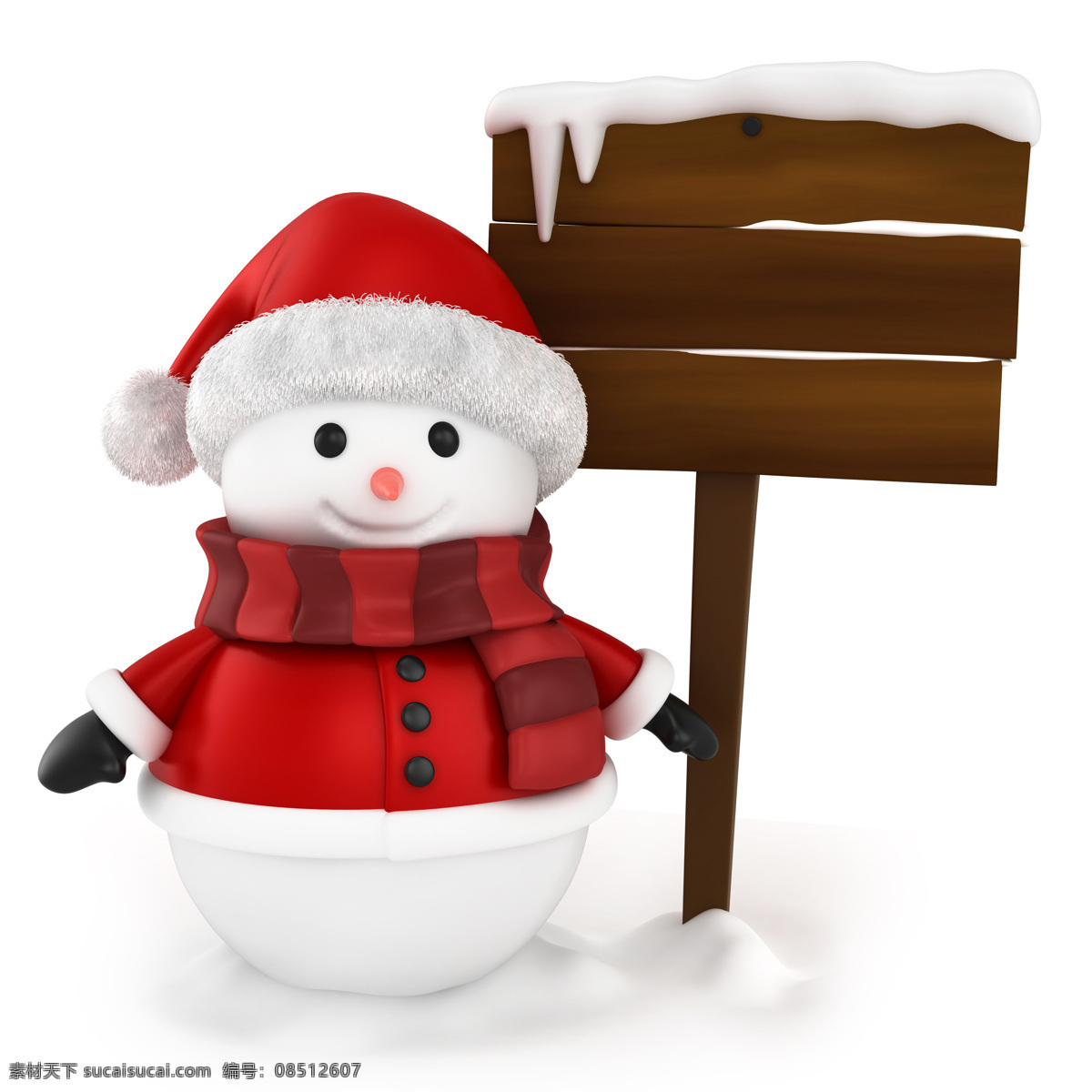 木板 前 微笑 雪人 卡通画 微笑的雪人 圣诞帽 围巾 白雪 节日庆典 生活百科 白色