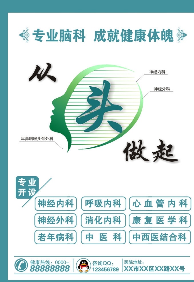 医院广告 医疗广告 医院展板 脑科 报纸广告 从头做起 展板素材 医院广告素材 活动广告 分层 源文件