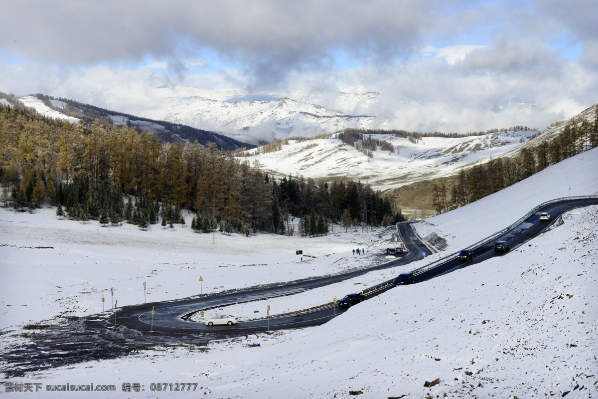 禾木 彩林 河流 新疆 喀纳斯 雪景 自然景观 山水风景