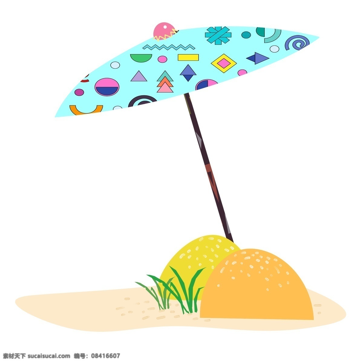 夏季 海边 旅行 蓝色 遮阳伞 沙滩 小清新 蓝色伞