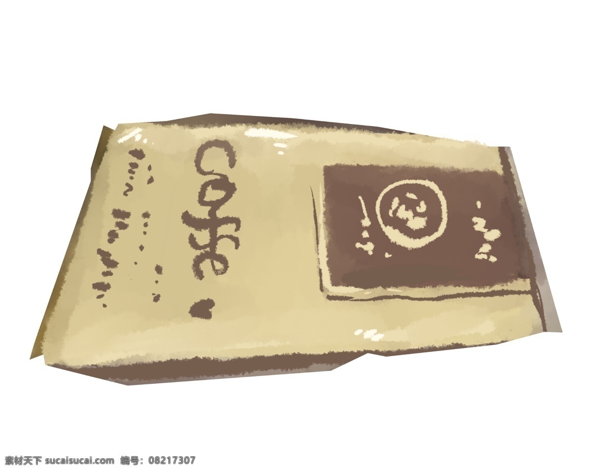 手绘 咖啡 袋 卡通 插画 淡 棕色 手绘咖啡袋 咖啡袋 卡通咖啡袋 咖啡袋插画 咖啡袋装饰 棕色的咖啡袋