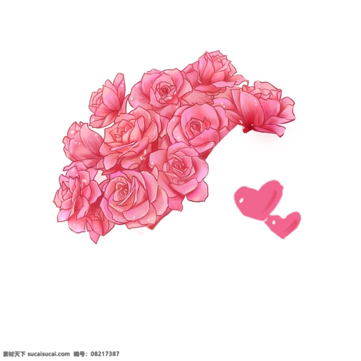 手 捧 玫瑰 手绘 插画 蔷薇 爱情 情人节 恋人 暗恋 水彩 清新 鲜花 花朵 礼物 情调 心情