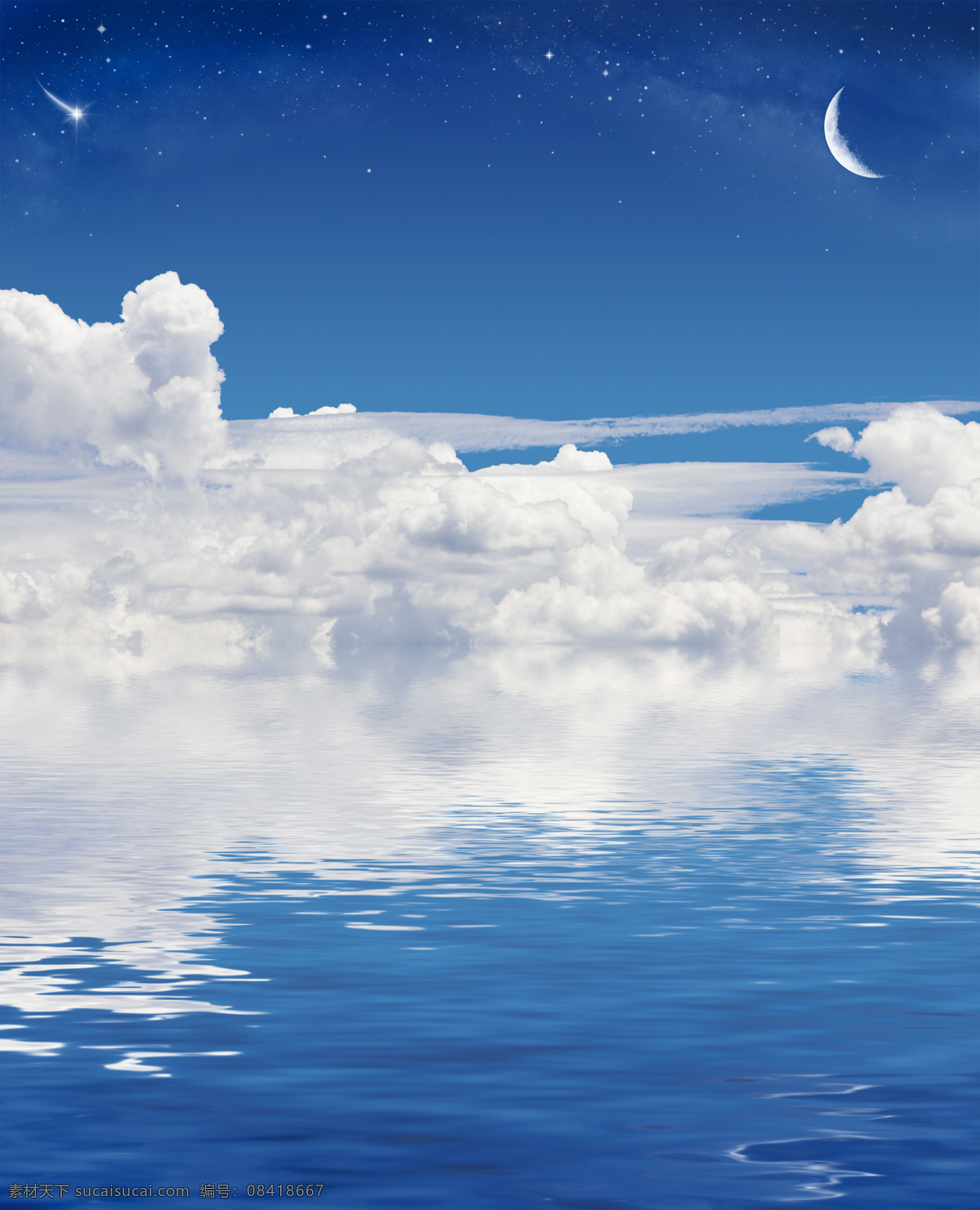 云层 星空 素材图片 海水 蓝色星空 自然景观 月色 月亮 月亮摄影 月亮素材 弯月 山水风景 风景图片