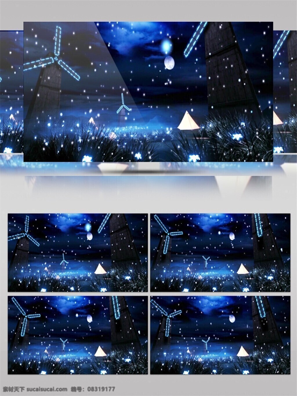 蓝色 雪夜 诞 节 视频 高质量 背景 蓝色夜景 美景动态背景