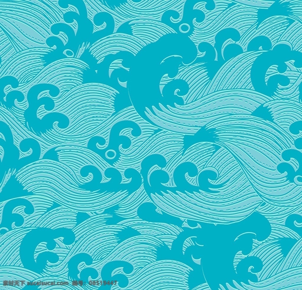 波浪底纹 底纹 水波 水 日系 日式 和风 海浪 波浪 印刷填充 图案 纹理 平面 包装设计 背景 矢量