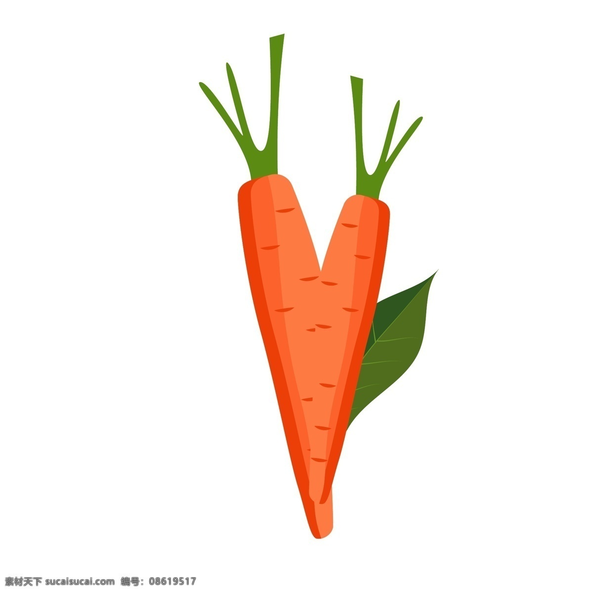 蔬菜水果 两个 胡萝卜 矢量 卡通 蔬菜 水果