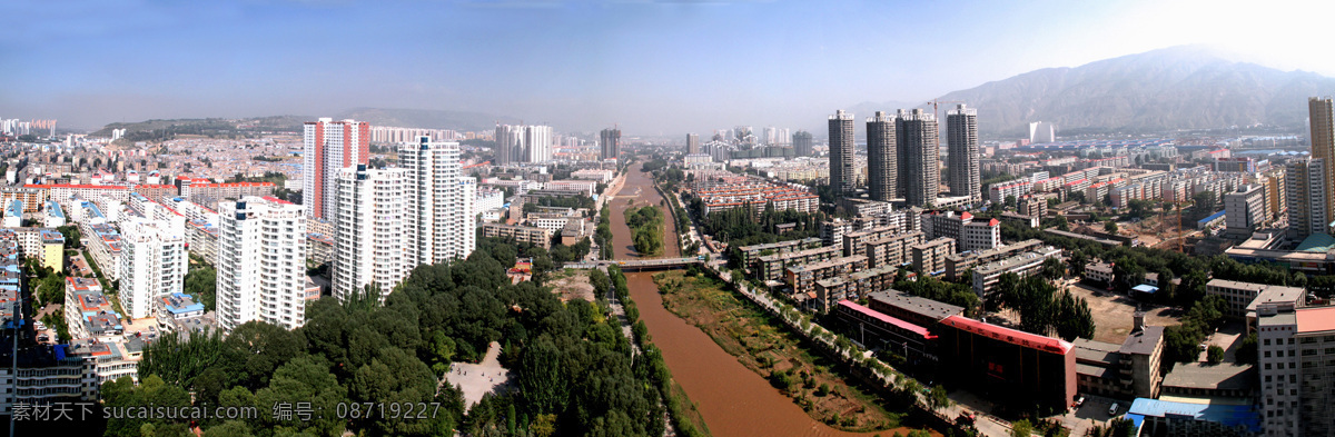 西宁俯瞰图 青海 西宁 俯瞰图 夏都 全景 自然景观 建筑景观