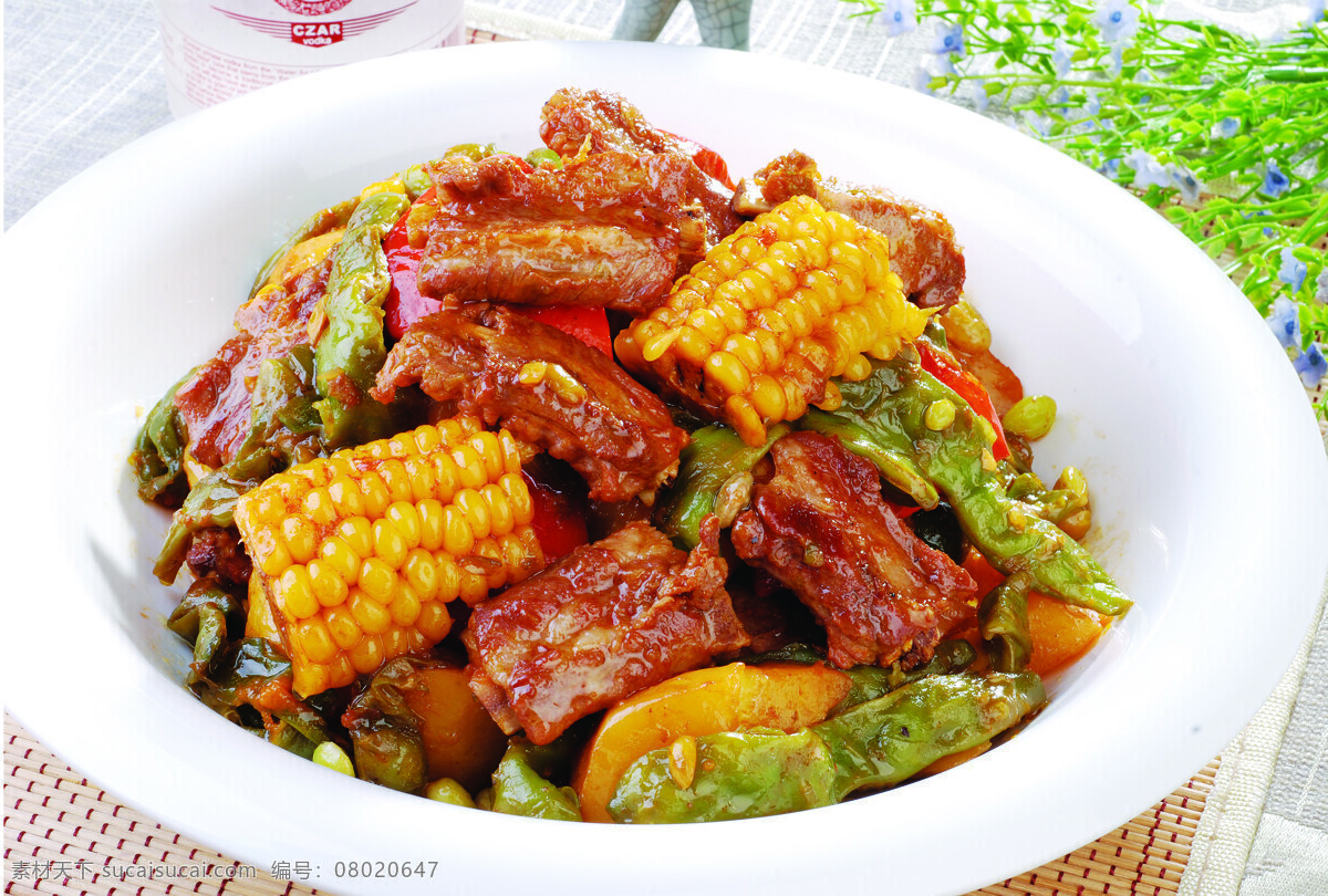 大丰收 嘎巴锅庄稼院 排骨豆角 乱炖 玉米 豆角 餐饮美食 传统美食