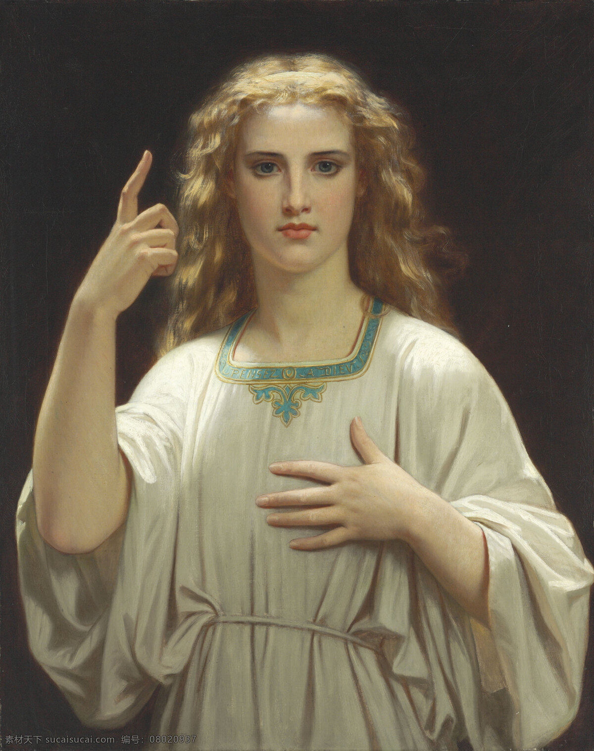 圣 梅格尔 信仰 圣经故事 圣徙 面目安详和善 半身肖像 宗教油画 19世纪油画 油画 文化艺术 绘画书法