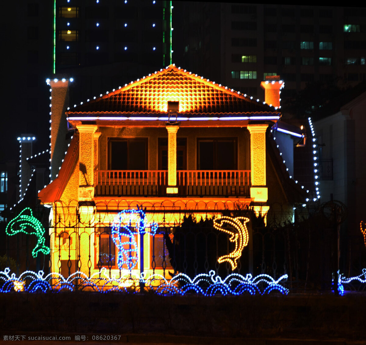 城市 夜景 城市夜景 国内旅游 旅游摄影 霓虹灯 别墅楼 多彩灯光 家居装饰素材 灯饰素材
