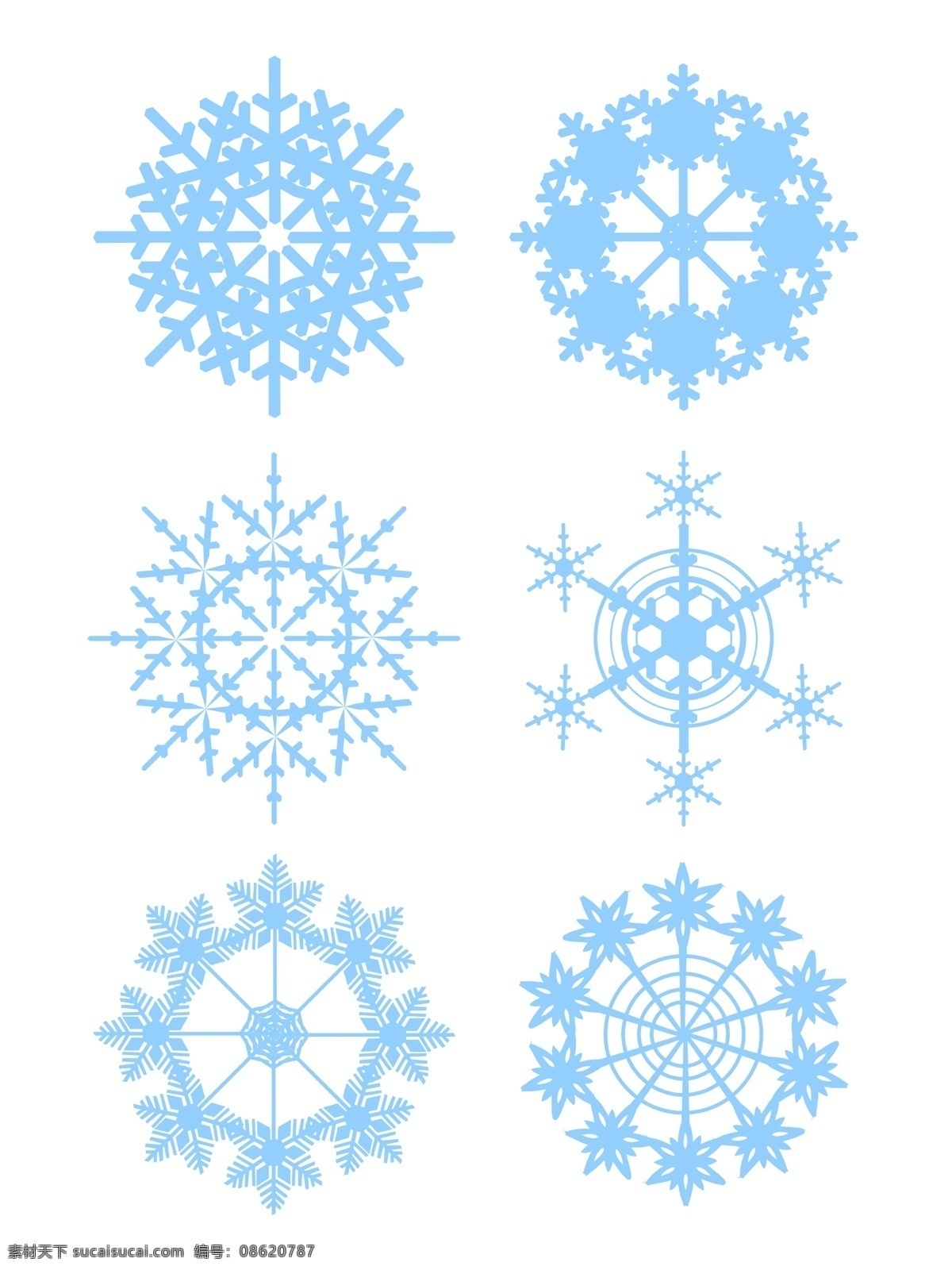 原创 冬季 蓝色 雪花 元素 图案 冬天 雪 下雪
