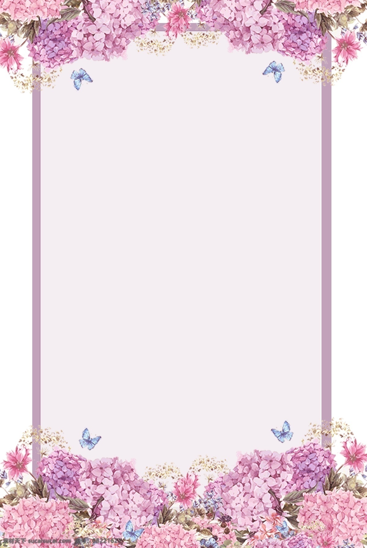 夏日 清凉 手绘 花朵 绣 球花 背景 信纸 绣球花