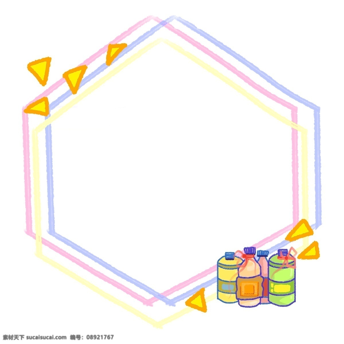 彩色 六边形 边框 插画 可爱彩色边框 彩色边框 颜料边框 立体装饰边框 六边形边框 卡通边框 可爱边框