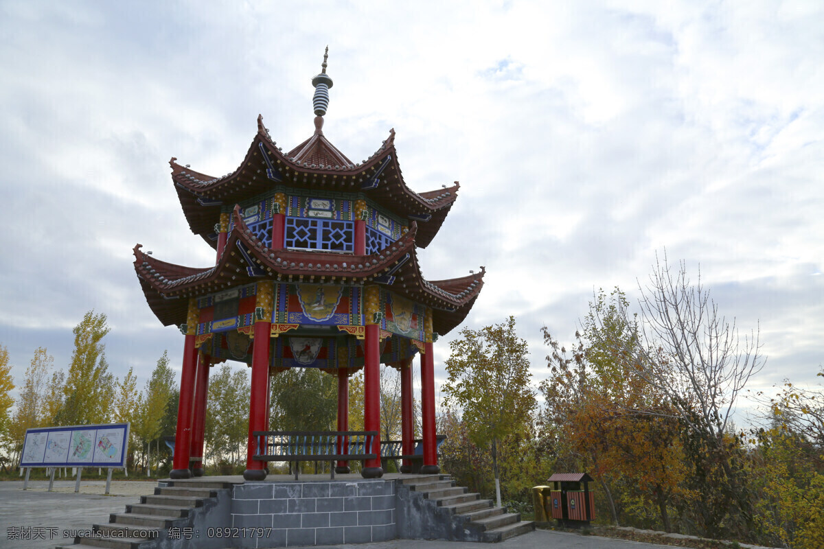 秋色 亭子 秋天 秋季 秋天的风景 自然景观 自然风景