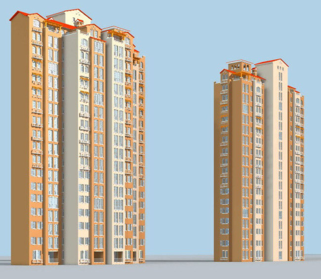 檐 式 屋顶 高层 住宅 建筑 3d 模型 3d模型 高层住宅 住宅建筑 3d模型素材 建筑模型