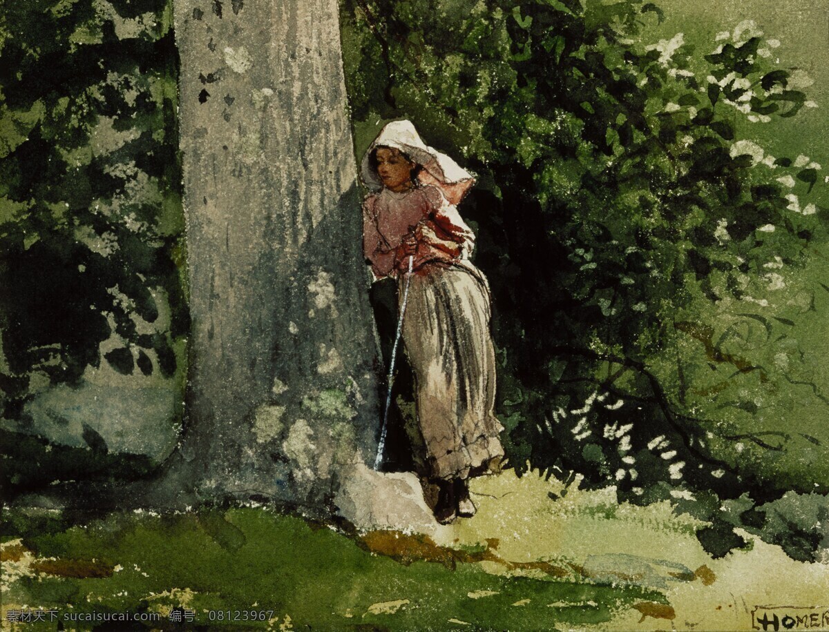 温斯 洛 霍默 水彩画 温斯洛霍默 美国 水彩 美术 绘画 树林 绘画书法 文化艺术