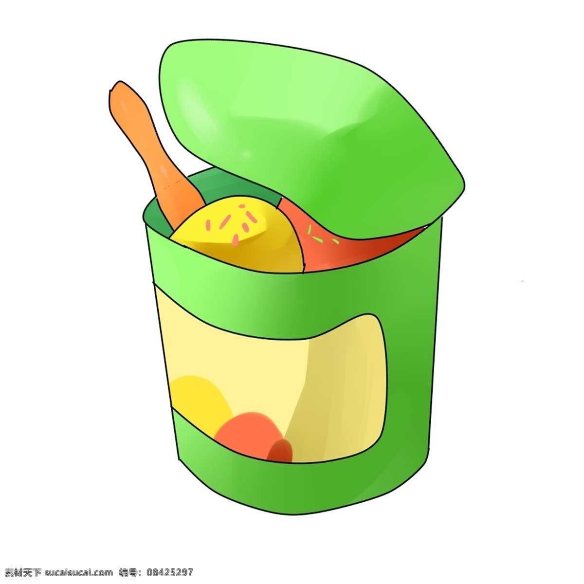 美味 小吃 冰淇淋 插画 绿色的冰淇淋 卡通插画 小吃插画 美味插画 美食插画 食品插画 圆形的盒子