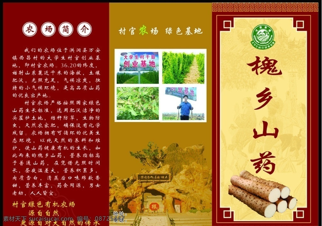 山药三折页 山药 槐乡移民图 村官农场 洪洞大槐树 山药简介 山药功效 山药食用方法 山药字体 李时珍 本草纲目 山药种子 蜜汁山药 边框 绿色基地 红枣山药粥 dm宣传单 矢量