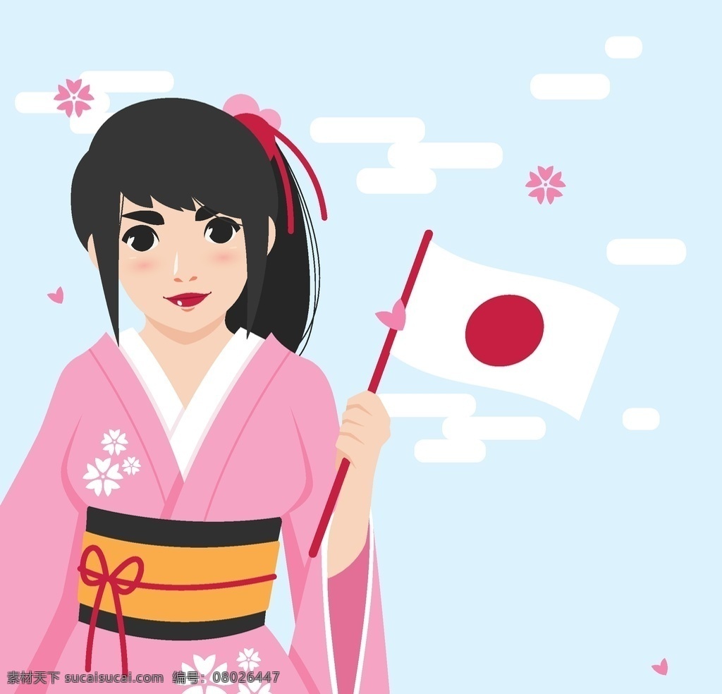日式和服女孩 日式和服 和服女孩 日本 日本妹 日本和服 共享设计矢量 人物图库 女性妇女