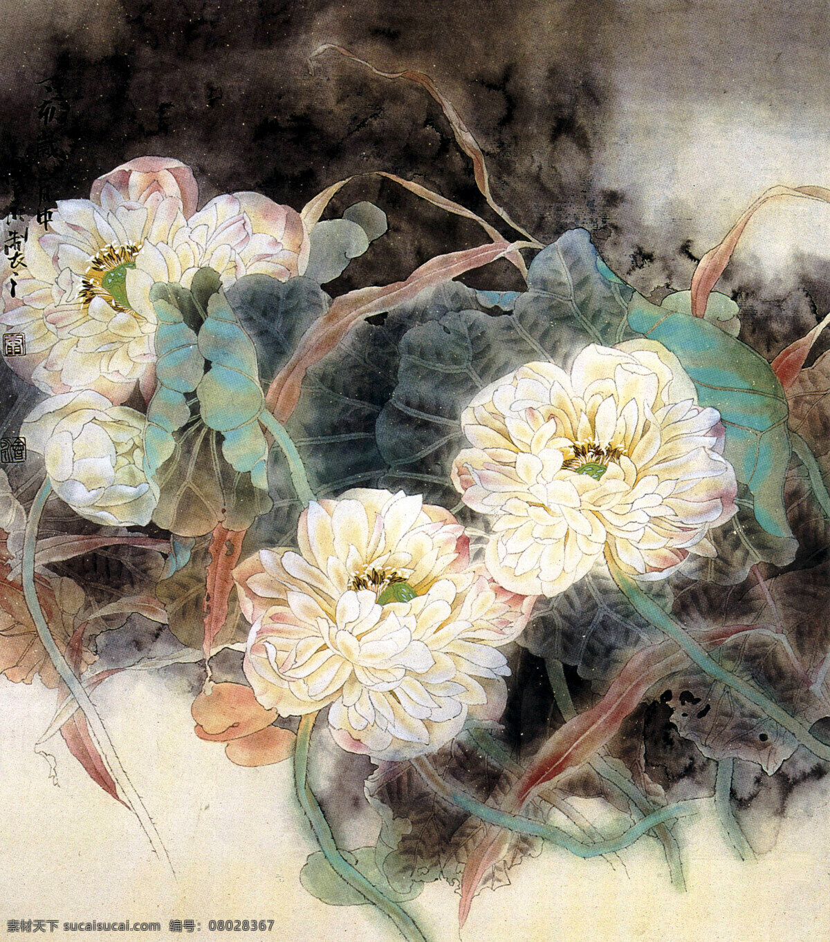 夏时荷仙 美术 中国画 工笔重彩画 花鸟画 荷花画 荷花 盛放 国画艺术 国画集65 绘画书法 文化艺术