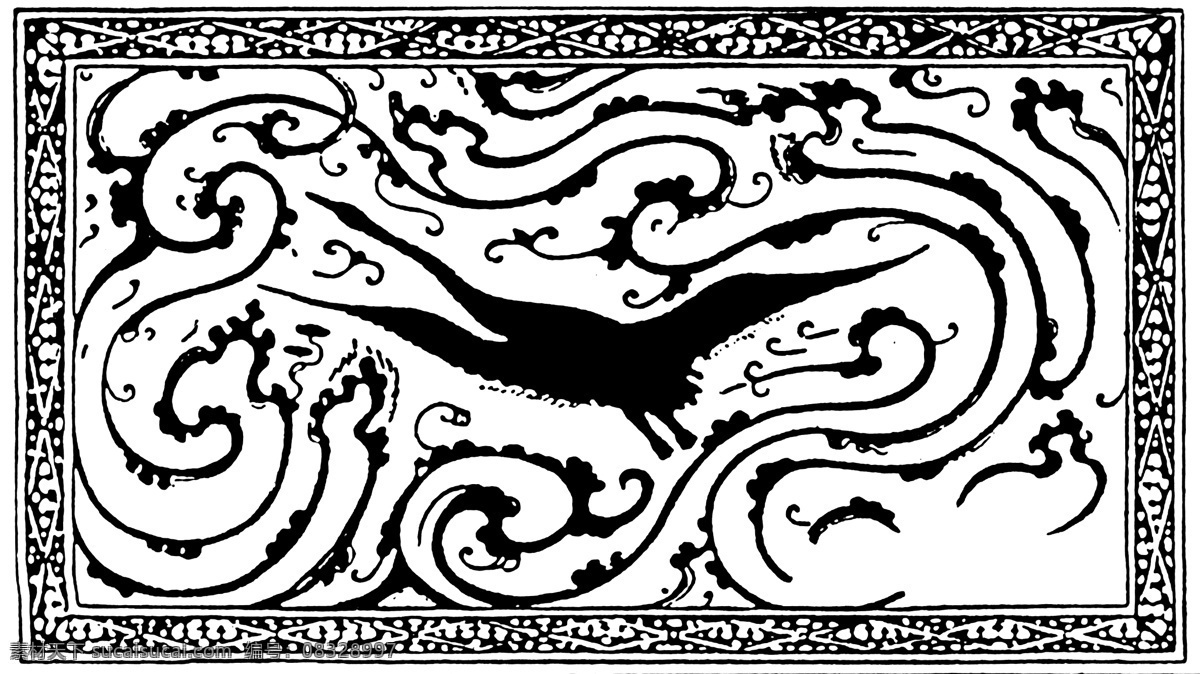 鸟兽纹样 传统 图案 传统图案 设计素材 动物图案 装饰图案 书画美术 白色
