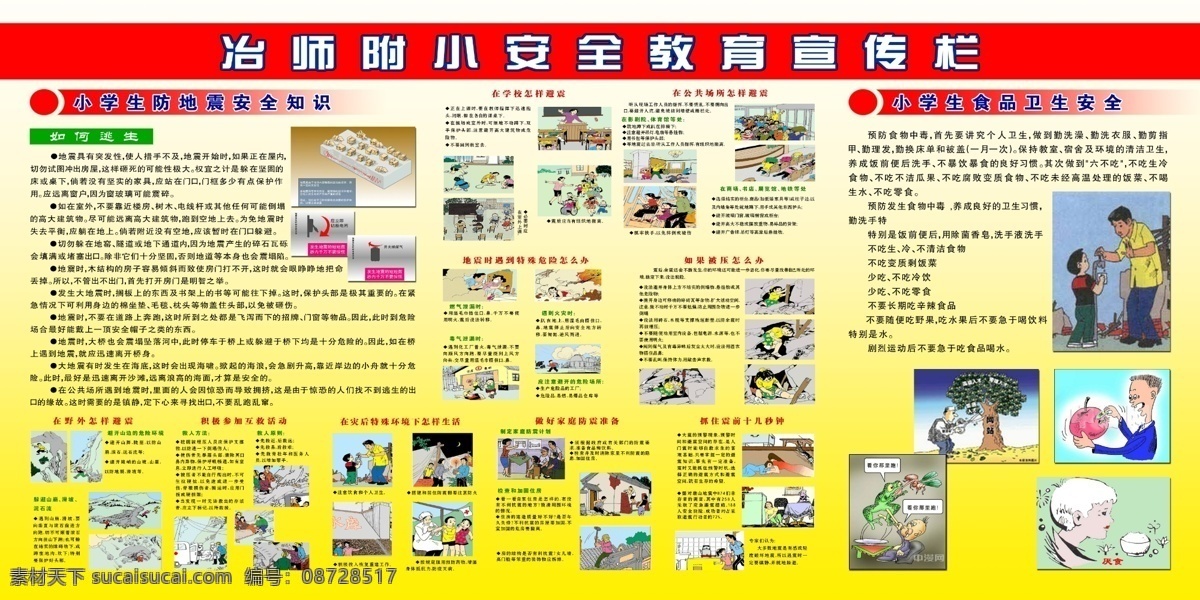 安全 知识 展板 学校安全展板 地震 火灾 安全知识 食品安全 安全漫画 宣传栏 展板模板 广告设计模板 源文件
