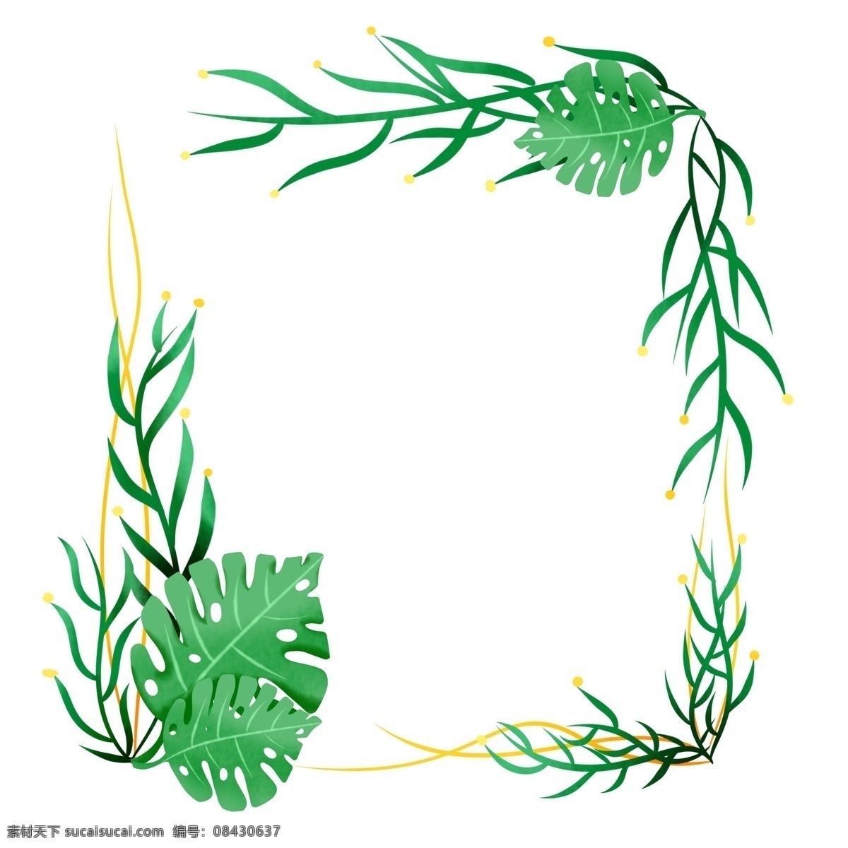 商用 手绘 插画 植物 边框 ins 潮流 小 清新 小清新 叶子 树叶 植物边框 ins风 海报素材 元素