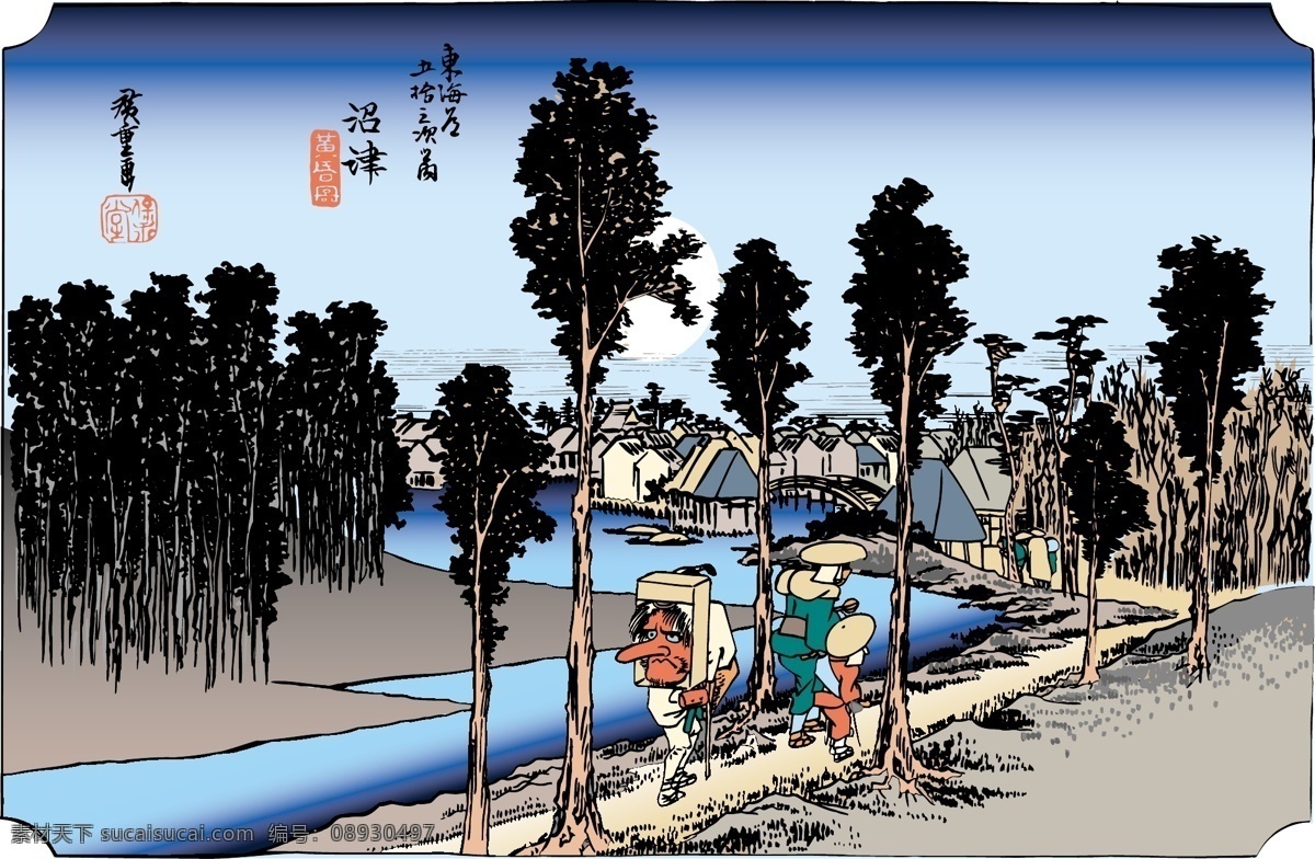 日本 浮 仕 绘 彩绘 风景 人物 浮仕绘 文化艺术 美术绘画 浮世绘 精品 矢量图 矢量图库